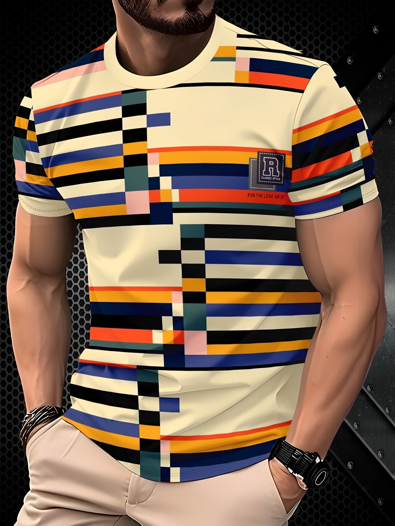 Men's 3D Digital Print Crewneck Short-Sleeve T-Shirt