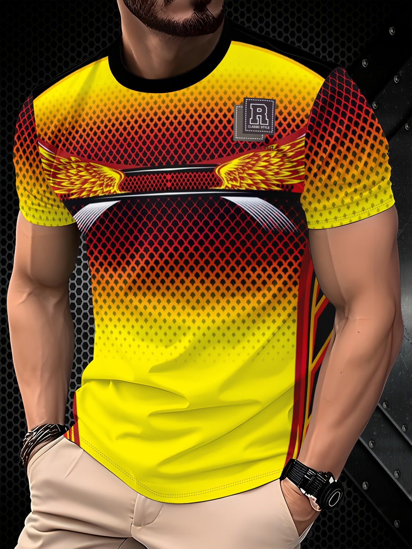 Men's 3D Digital Print Crewneck Short-Sleeve T-Shirt
