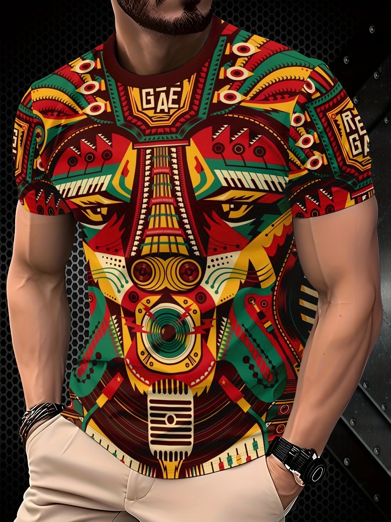 Men's 3D Digital Print Crewneck Short-Sleeve T-Shirt