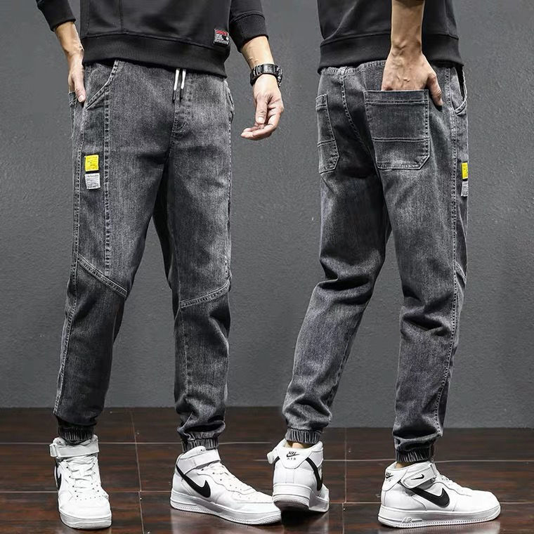 Ankle-tied Jeans Men's Loose Cargo Harlan Cropped Leisure