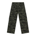 Mens Retro Camo Cargo Denim Jeans With Big Pockets