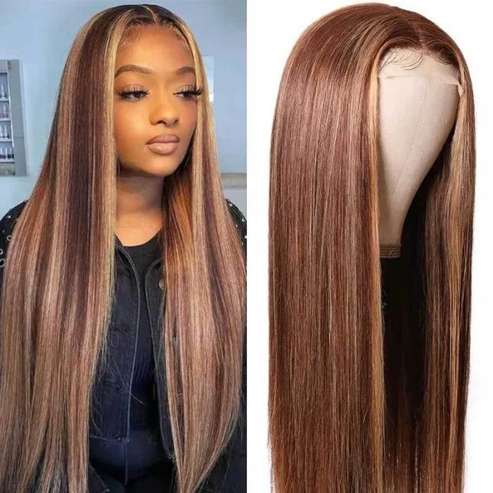 4X4 Human Hair Wig Head Cover Highlights 613