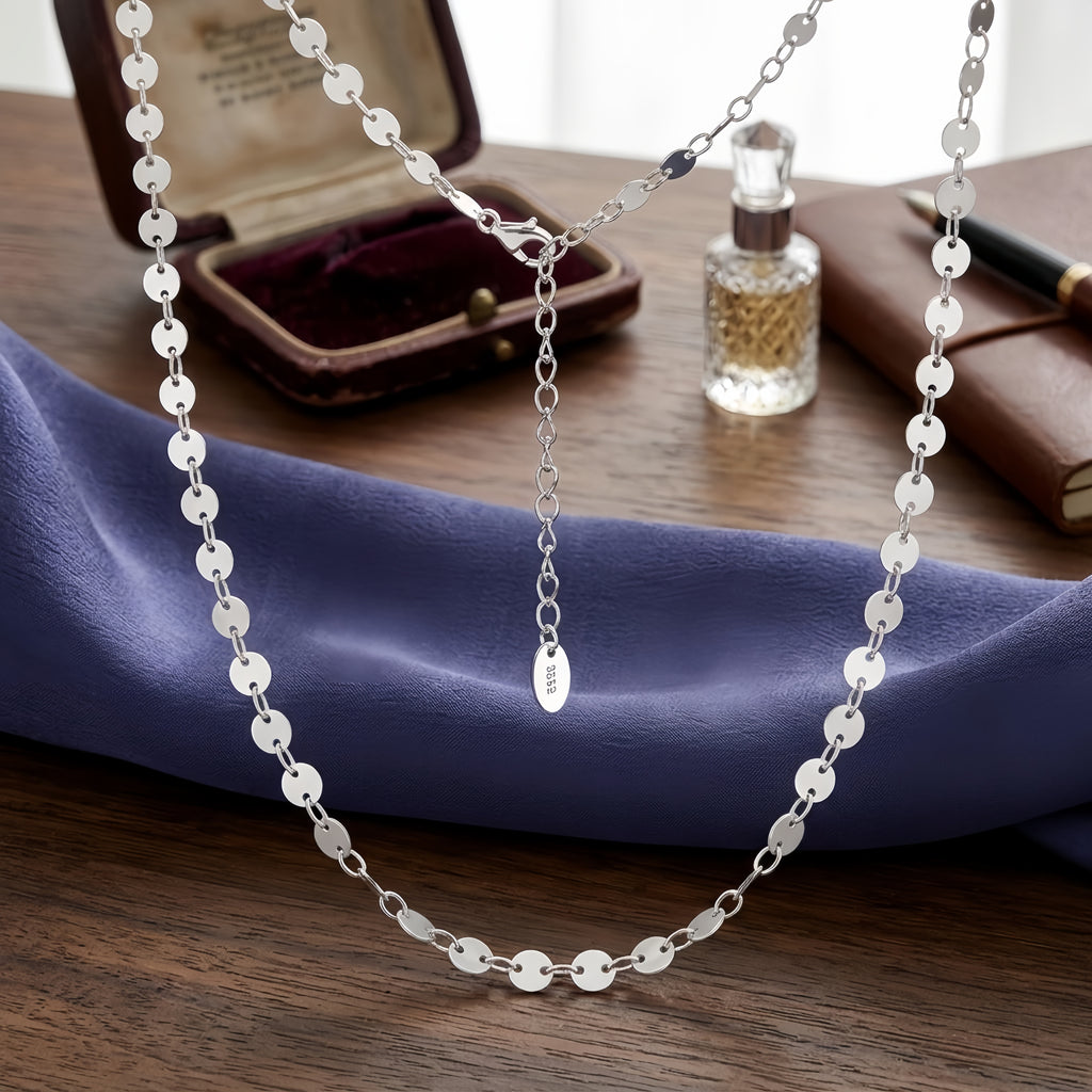 925 Sterling Silver Sterling  Delicate Chain Necklace with Adjustable Length and Lobster Clasp