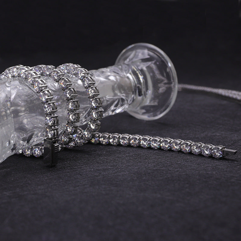 Womens Full-Diamond Tennis Chain In Stainless Steel